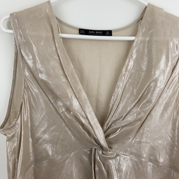 Zara Basic Metallic Front Knot Top - Picture 5 of 10